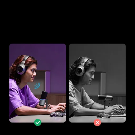 Ugreen CM769 Asztali Mikrofon USB-A-val és RGB LED-del - Ezüst - 9