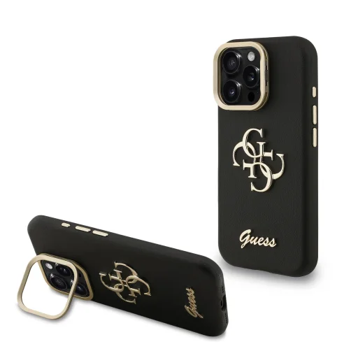 Guess PU Grained 4G Logo Stand Kamera Kerettel ellátott tok iPhone 15 Pro-hoz Fekete - 1