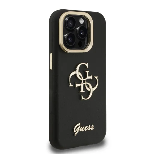Guess PU Grained 4G Logo Stand Kamera Kerettel ellátott tok iPhone 15 Pro-hoz Fekete - 4