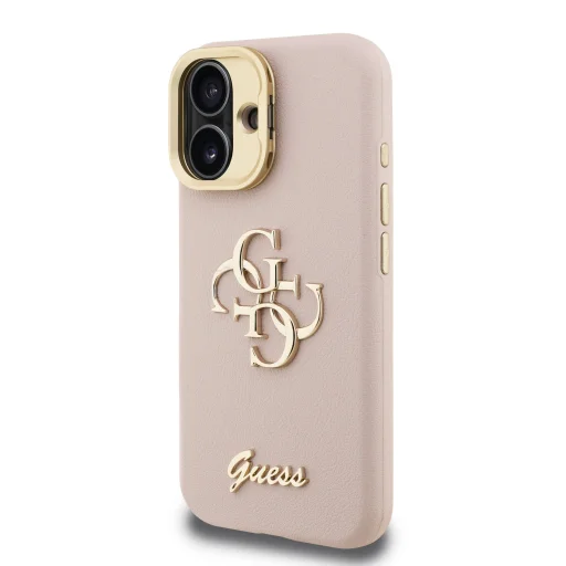  iPhone 16 Pink Guess PU Grained 4G Logo Camera Frame fliptok - 2