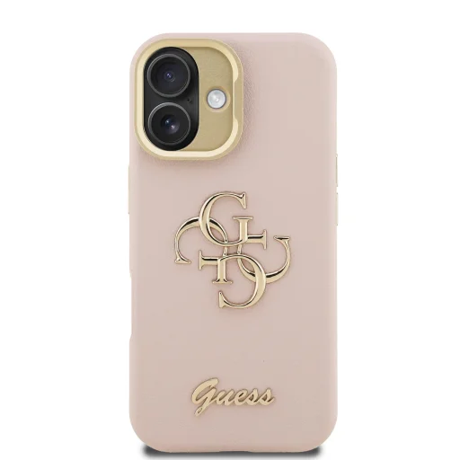  iPhone 16 Pink Guess PU Grained 4G Logo Camera Frame fliptok - 3
