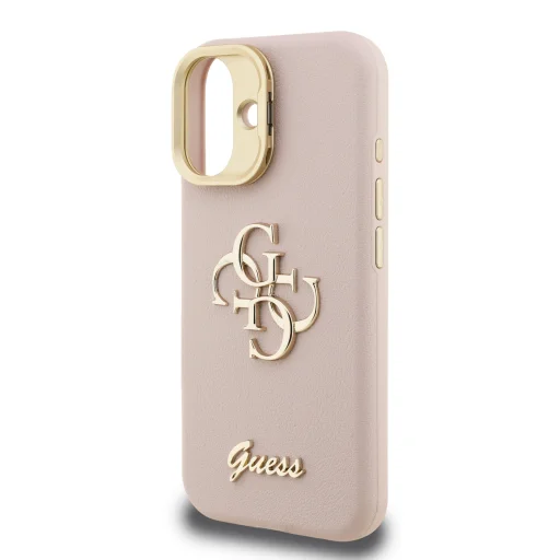  iPhone 16 Pink Guess PU Grained 4G Logo Camera Frame fliptok - 5