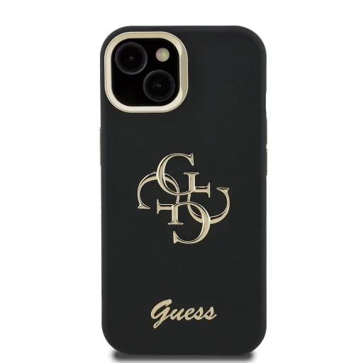 Guess PU Grained 4G Logo Stand Camera Frame tok iPhone 15 Black - 3
