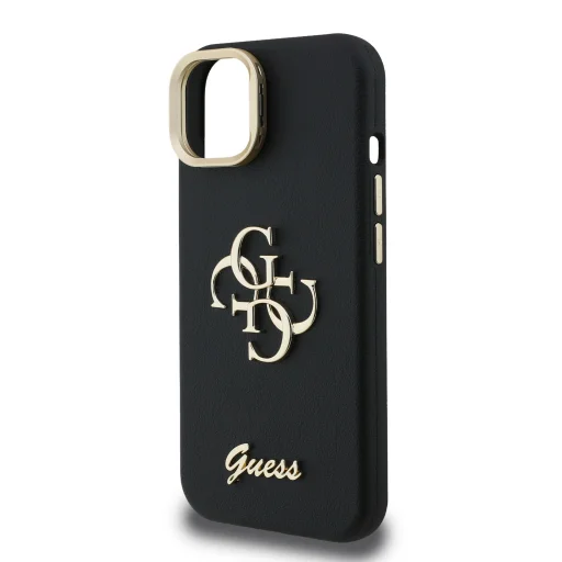 Guess PU Grained 4G Logo Stand Camera Frame tok iPhone 15 Black - 5