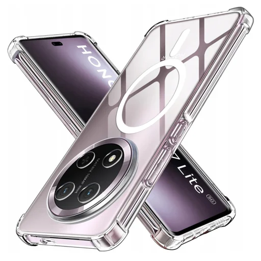  Honor Magic7 Lite / X9c Techsuit Ütésálló Átlátszó Szilikon MagSafe tok - Átlátszó - 1