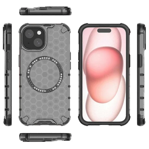  Techsuit - HoneyComb Pajzs MagSafe - iPhone 15 - Fekete tok - 4