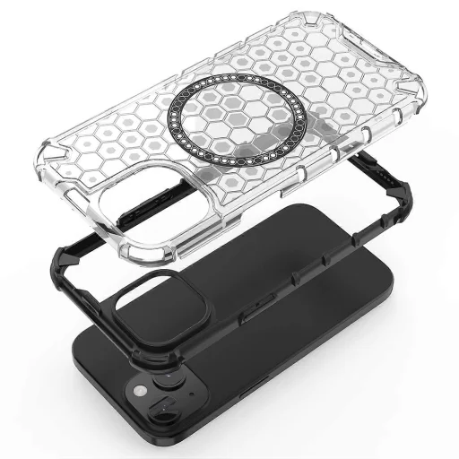  Techsuit - HoneyComb Pajzs MagSafe - iPhone 15 - Fekete tok - 5