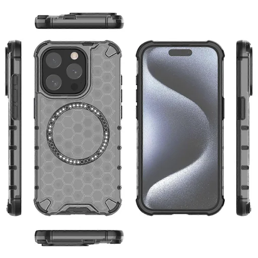  Techsuit - HoneyComb Pajzs MagSafe - iPhone 15 Pro Max - Fekete tok - 5