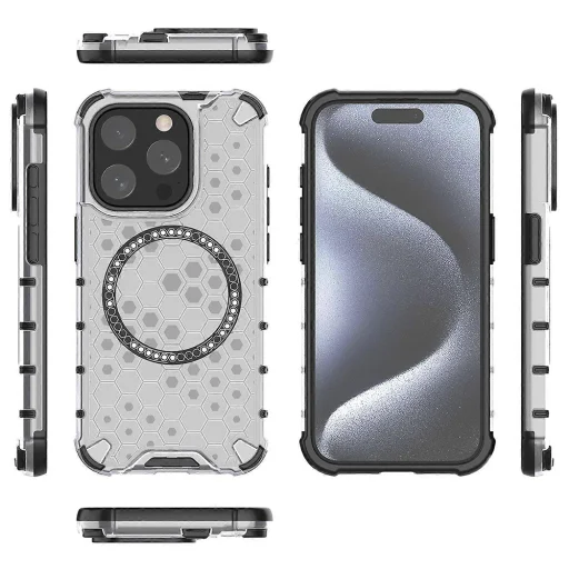  Techsuit - HoneyComb Shield MagSafe - iPhone 15 Pro Max - Fehér tok - 5