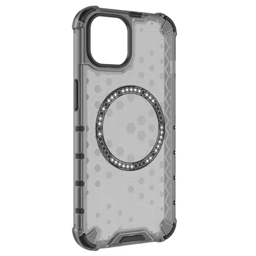  iPhone 13 Fekete Techsuit HoneyComb Pajzs MagSafe tok - 3