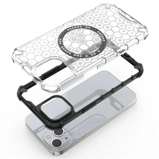  iPhone 13 Fekete Techsuit HoneyComb Pajzs MagSafe tok - 4