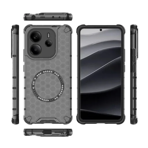  Techsuit - HoneyComb Pajzs MagSafe - Xiaomi Redmi Note 14 4G regionális verzió (163,25 x 76,55 x 8,16 mm) - Fekete tok - 4