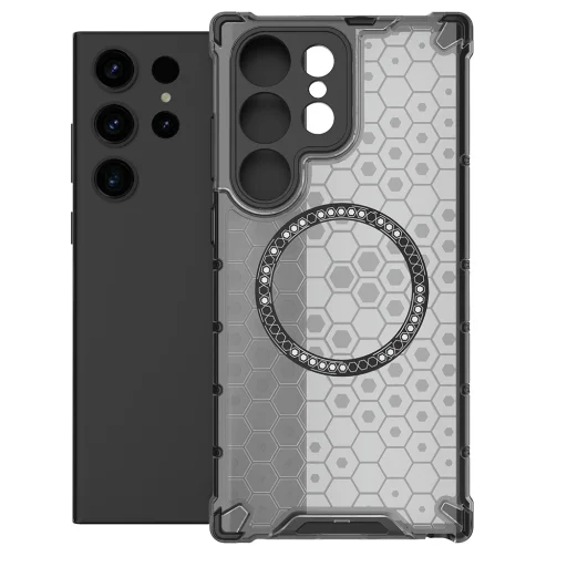  Samsung Galaxy S24 Ultra Fekete Techsuit HoneyComb Shield MagSafe tok - 2