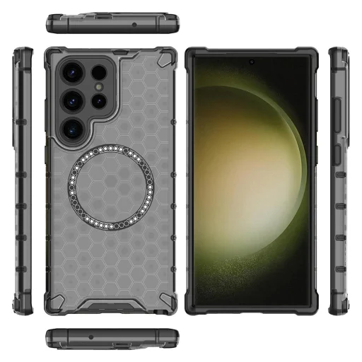  Samsung Galaxy S24 Ultra Fekete Techsuit HoneyComb Shield MagSafe tok - 4