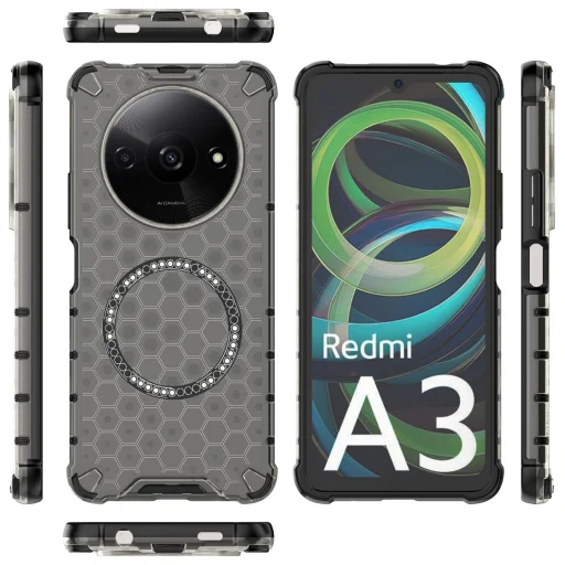  Techsuit - HoneyComb Pajzs MagSafe - Xiaomi Redmi A3 / Redmi A3x - Fekete tok - 2