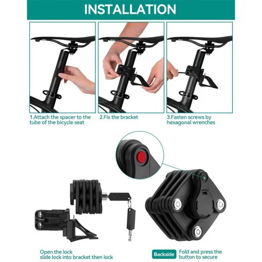 Rockbros WD795 összecsukható kerékpárzár - fekete - 5