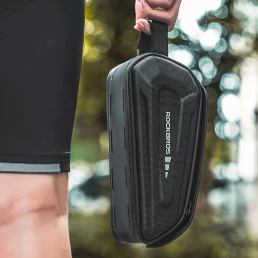 Rockbros 30120064001 vízálló kerékpár váztáska telefontartóval - fekete tok - 2