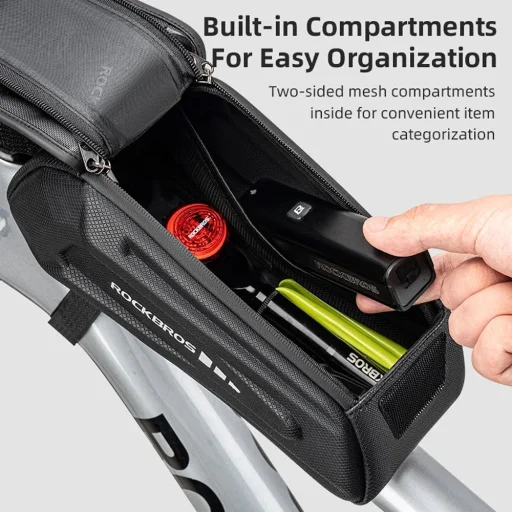 Rockbros 30120064001 vízálló kerékpár váztáska telefontartóval - fekete tok - 4