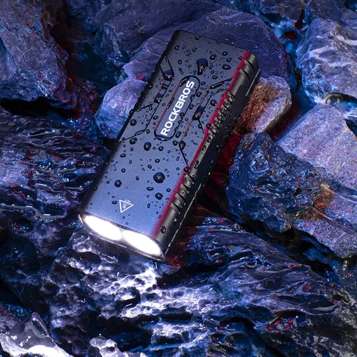 Rockbros 24310002001 kerékpárlámpa 850 lm teljesítménnyel, powerbank funkcióval + USB-C - USB-A kábel - fekete - 13