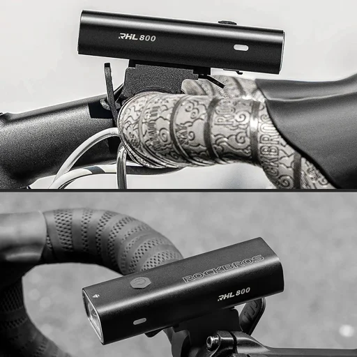 Rockbros 24710012001 első kerékpárlámpa 800 lm + USB-C - USB-A kábel - fekete - 17