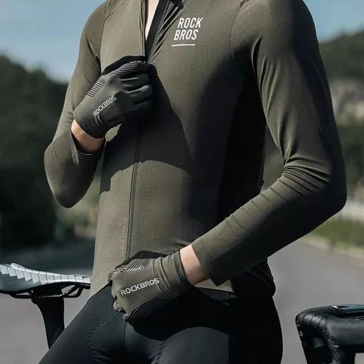 Rockbros 16110006003 ütéselnyelő kerékpáros kesztyű méret L - zöld és fekete - 14