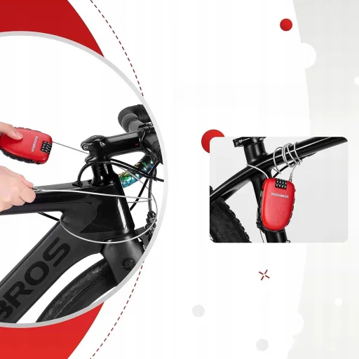 Rockbros 32420981001 kerékpárzár behúzható kábellel - piros - 10