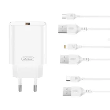 XO fali töltő CE33 QC 18W 1x USB fehér + kábel microUSB