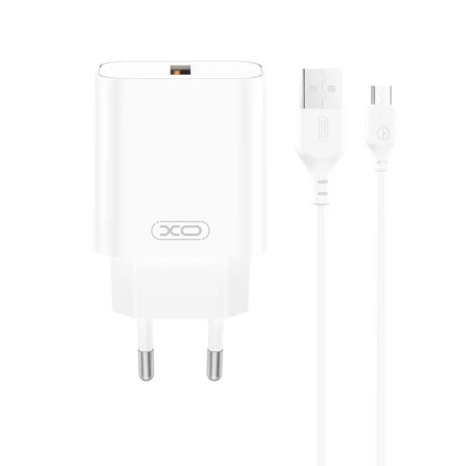 XO hálózati töltő CE33 QC 18W 1x USB fehér + kábel USB-C - 1