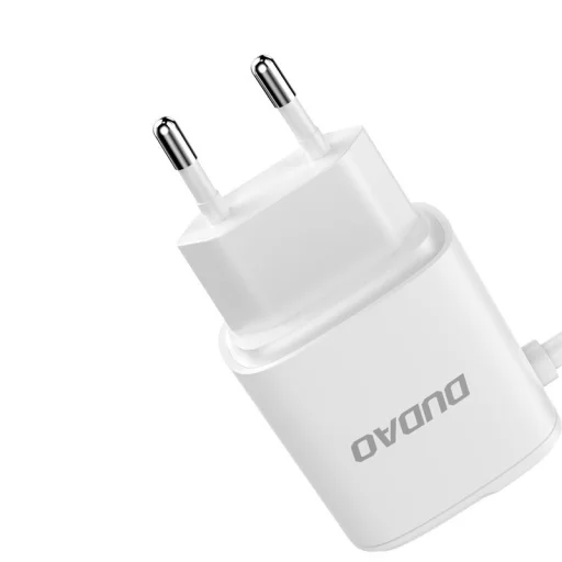 Dudao 2x USB hálózati töltő beépített Lightning kábellel 12W fehér (A2ProL) - 2