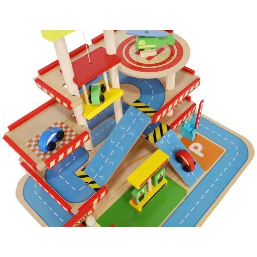 Fa parkoló ház, mosóval és lifttel gyerekjáték  - 5