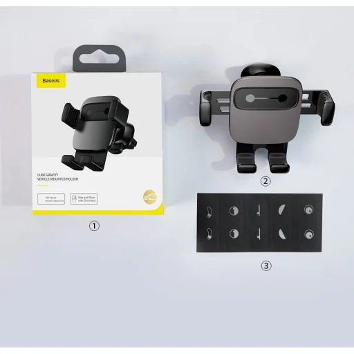 Baseus Cube Gravity szellőzőre erősíthető autós telefontartó fekete (SUYL-FK01) - 24