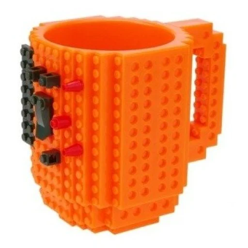 LEGO mintájú 350 ml bögre építőelemmel narancssárga színben - 1