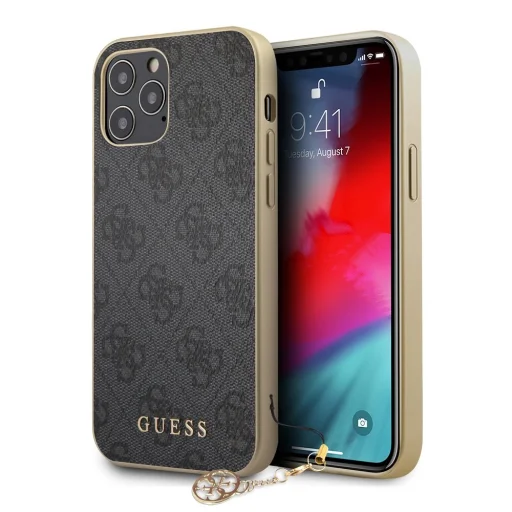 iPhone 12 Pro MAX GUESS GUHCP12LGF4GGR 4G Charms tok szürke - 1