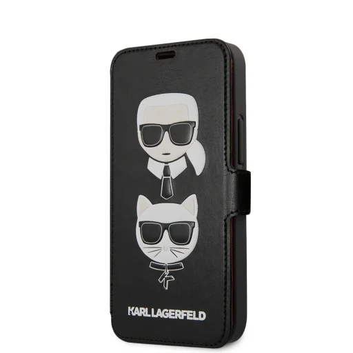 iPhone 12 mini Karl Lagerfeld KLFLBKSP12SFKICKC Heads fliptok fekete - 3