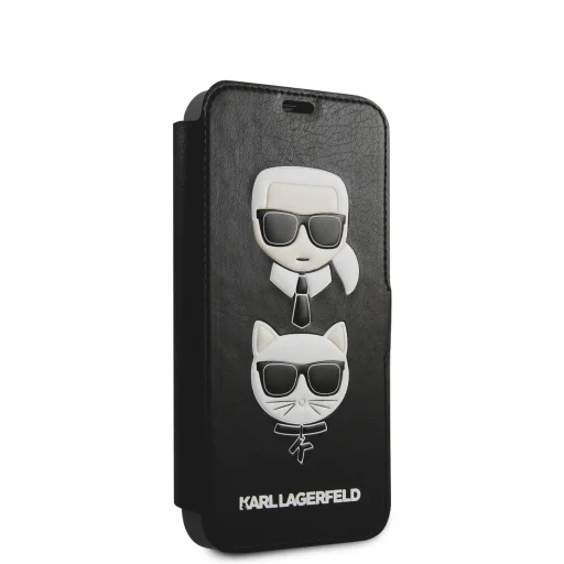 iPhone 12 mini Karl Lagerfeld KLFLBKSP12SFKICKC Heads fliptok fekete - 2