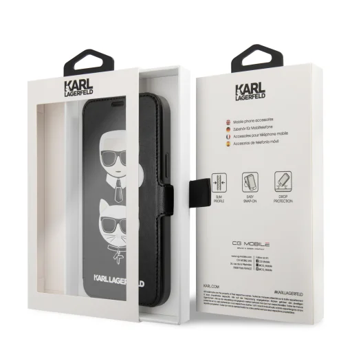 iPhone 12 mini Karl Lagerfeld KLFLBKSP12SFKICKC Heads fliptok fekete - 5