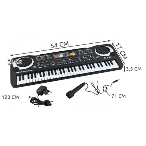 Elektromos billentyűs hangszer mikrofonnal és 61 billentyűvel, gyerekjáték szintetizátor - 6