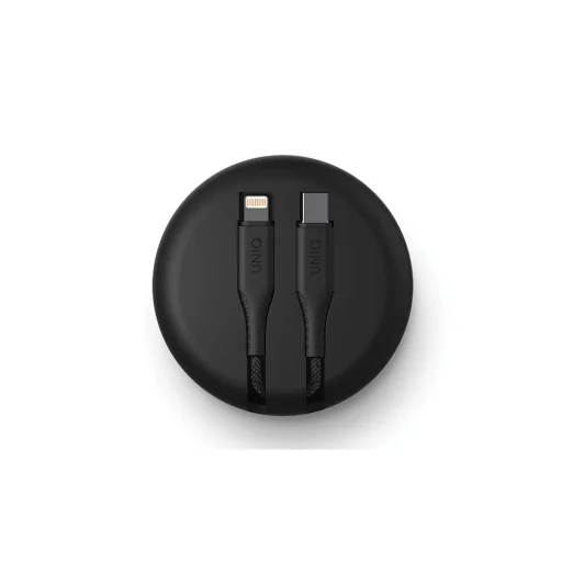 UNIQ MFI Halo Lightning - USB Type-C 18W visszatekerhető kábel 1,2m midnight black - 2