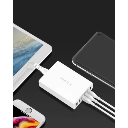 Blitzwolf BW-S15 Hálózati töltő 6xUSB/ QC 3.0 60W fehér - 7