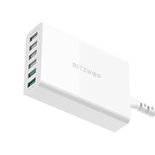 Blitzwolf BW-S15 Hálózati töltő 6xUSB/ QC 3.0 60W fehér - 3