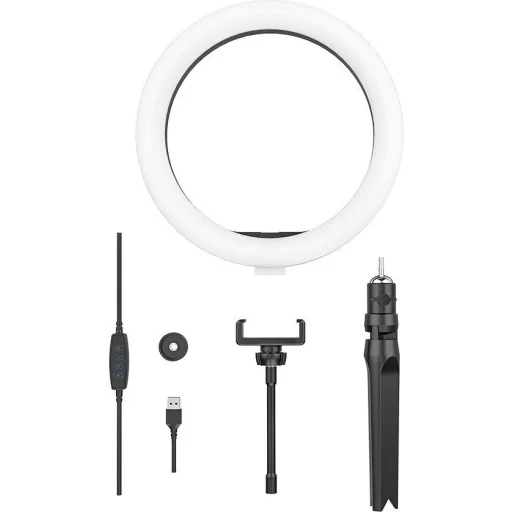 Blitzwolf BW-SL3 körfény, ringlight LED asztali és tripod telefontartóval fekete (BW-SL3) - 2