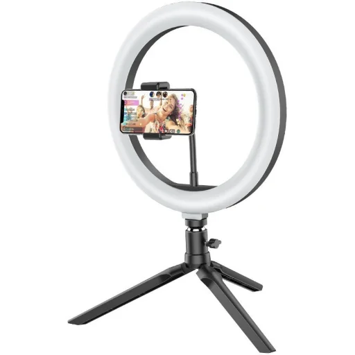 Blitzwolf BW-SL3 körfény, ringlight LED asztali és tripod telefontartóval fekete (BW-SL3) - 3