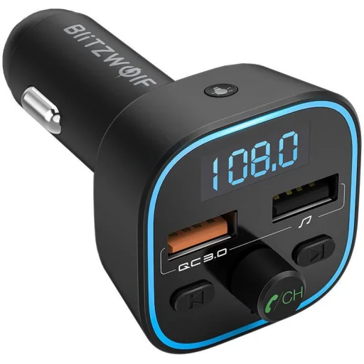 BlitzWolf BW-BC1 Bluetooth 5.0 2x USB + MicroSD FM Transmitter és töltő - 1