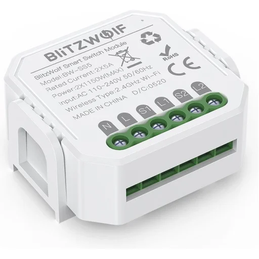BlitzWolf BW-SS5 WiFi 2-gang okos kapcsoló fehér - 4