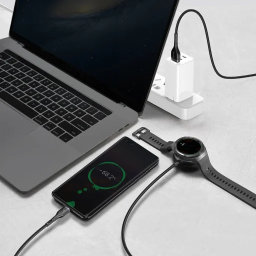 USB / USB Type C 40 W kábel + Huawei / Honor okosóra vezeték nélküli Qi töltő fekete Baseus 2in1 (CA1T2-G1) - 11