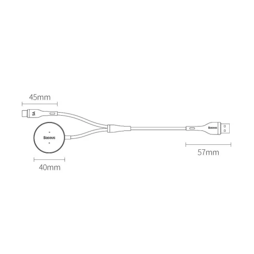 USB / USB Type C 40 W kábel + Huawei / Honor okosóra vezeték nélküli Qi töltő fekete Baseus 2in1 (CA1T2-G1) - 13