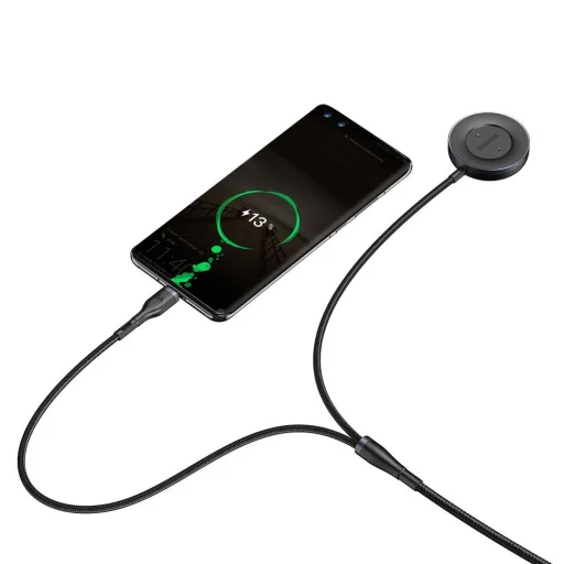 USB / USB Type C 40 W kábel + Huawei / Honor okosóra vezeték nélküli Qi töltő fekete Baseus 2in1 (CA1T2-G1) - 5