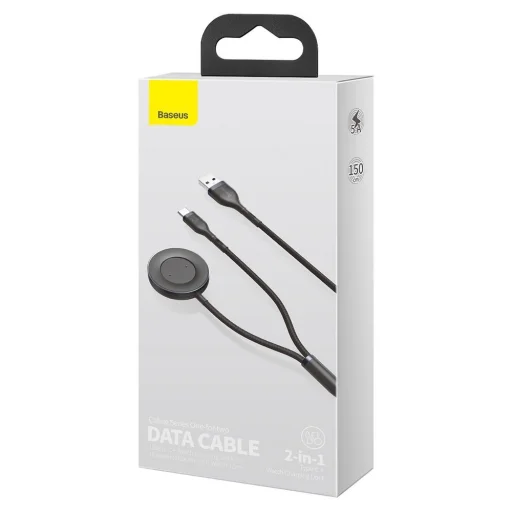 USB / USB Type C 40 W kábel + Huawei / Honor okosóra vezeték nélküli Qi töltő fekete Baseus 2in1 (CA1T2-G1) - 6