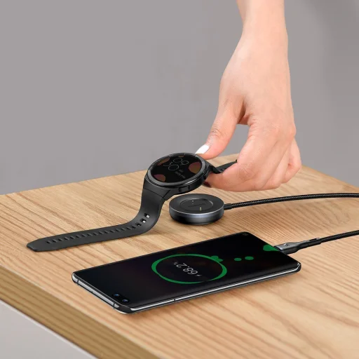 USB / USB Type C 40 W kábel + Huawei / Honor okosóra vezeték nélküli Qi töltő fekete Baseus 2in1 (CA1T2-G1) - 10