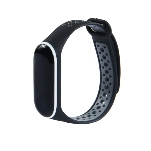 Xiaomi Mi Band 3/4 szilikon szíj fekete/szürke - 3